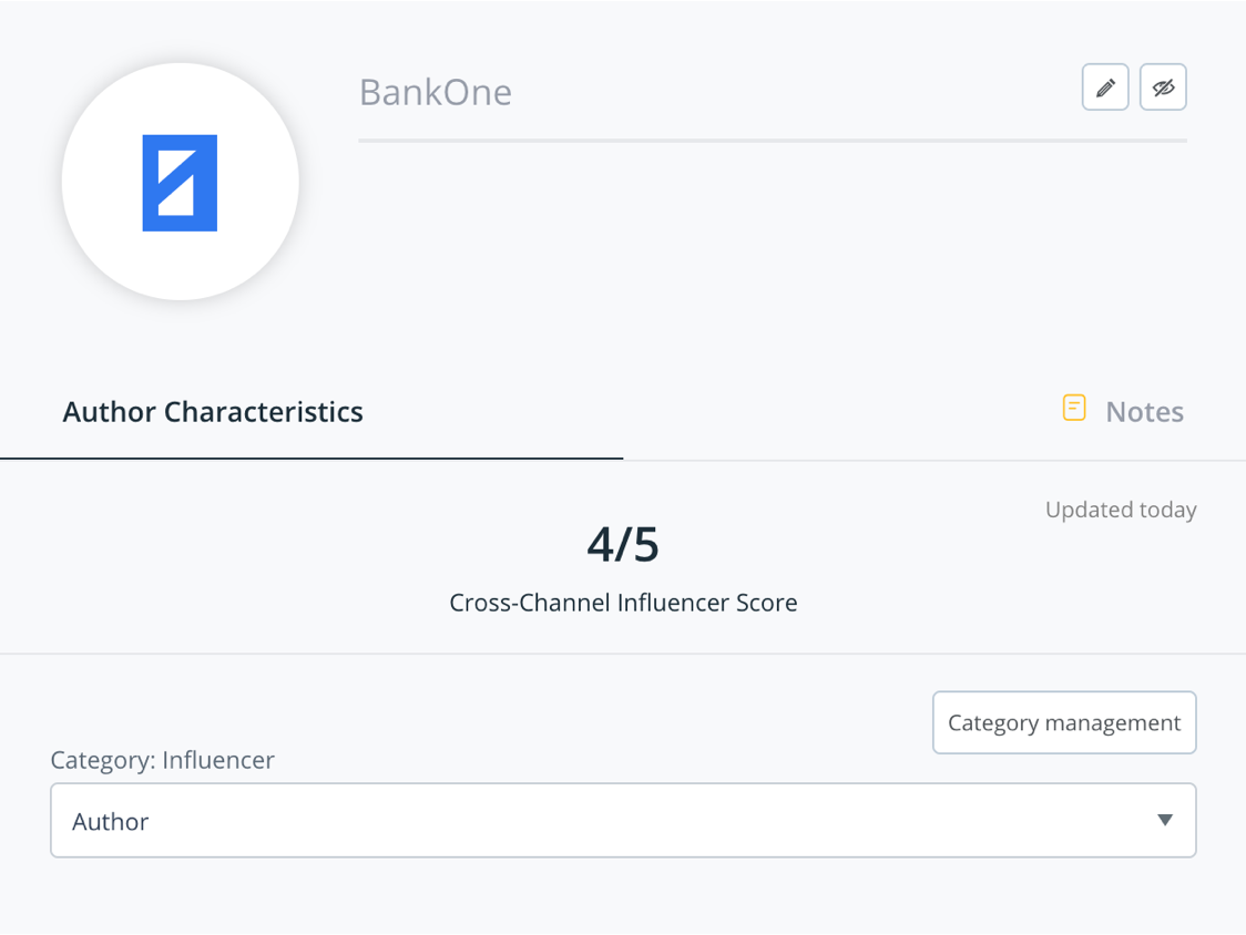 Authors' database with influencer scoring