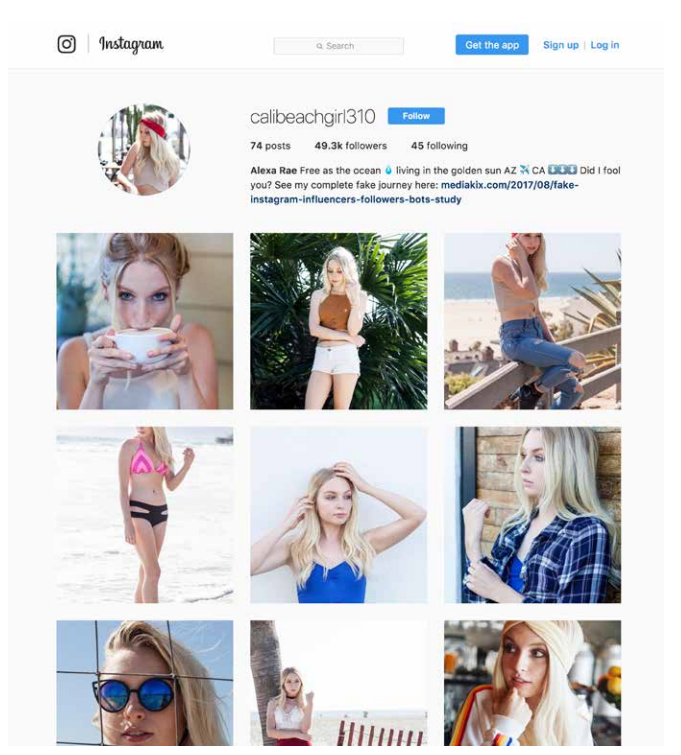 Fake persona Instagram experiment calibeachgirl310