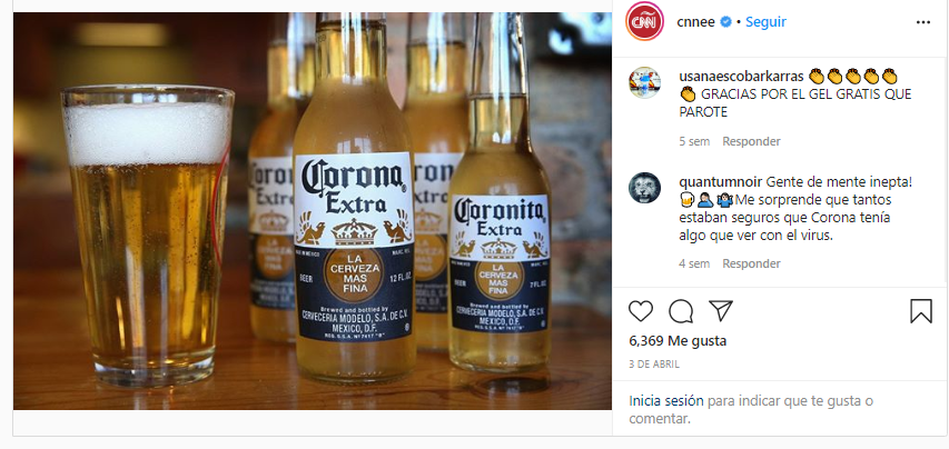 Instagram Corona y Coronavirus Escasez de Cerveza