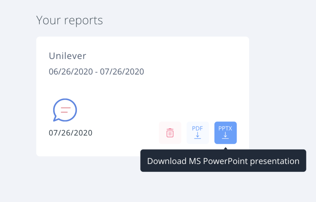 Selecting the Download Report option in SentiOne