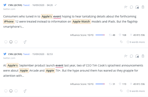 Two of the biggest tweets about the recent Apple event were posted by CNN.