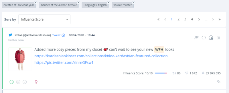 A tweet by Khloe Kardashian reigns supreme in our results.