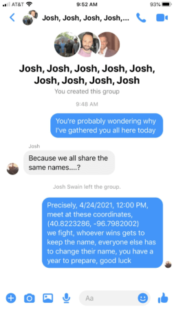 The original Josh Fight message, throwing down the gauntlet.