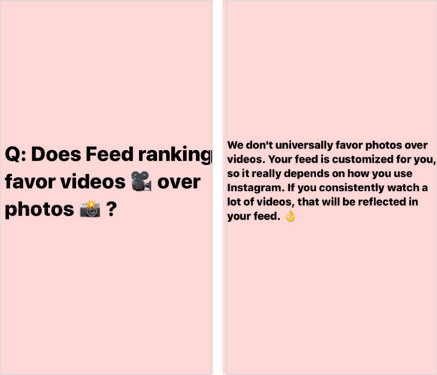 Instagram a jeho preference fotek, nebo videí