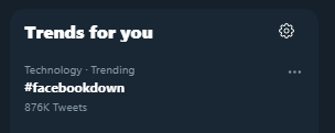 "#FacebookDown" was the biggest trending hashtag of last night - with almost a million tweets to its name.