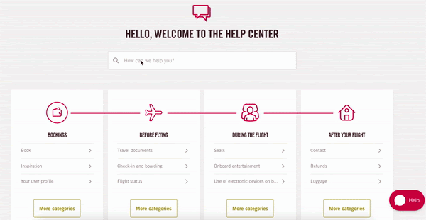 Screenshot of Volotea Airlines Help Center