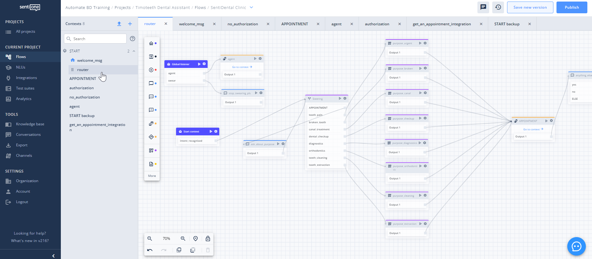 Building out the conversation flow.